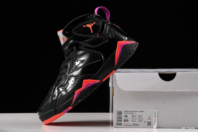 1st Kicks Jordan 7 Black Air Patent 313358-006 Retro 0816